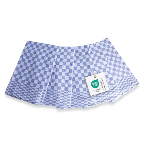 EXNER Touchon, Grubentuch, Küchen-Tuch, Geschirr-Tuch, Breite 50 x Länge 100 cm, 100% Baumwolle, Farbe blau/grau, 1 Packung = 5 Stück!