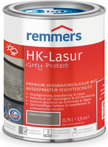 Remmers Holzschutzlasur HK-Lasur 3in1 Grey-Protect anthrazitgrau 0,75 Liter
