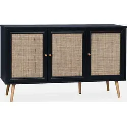 Alice's Home Sideboard aus Rohrgeflecht, schwarz 120x39x70cm