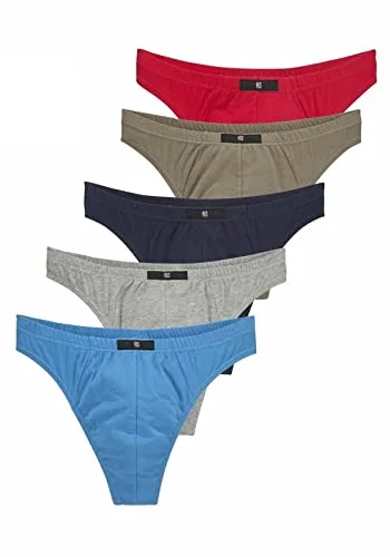 H.I.S Herren Strings 5er Pack – Farbauswahl - Herren-Slips in 5 Farben, aus 95% Baumwolle für optimalen Tragekomfort und angenehmes Gefühl im Alltag.