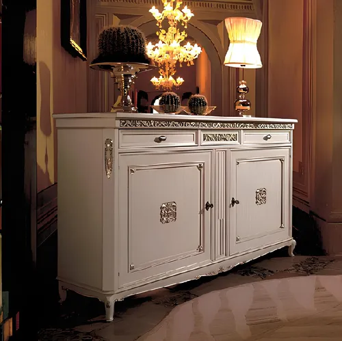 Klassische Antik Stil Kommode in Weiß – Elegantes Sideboard - Elegante Kommode im Antik-Stil mit 2 Schubladen. Ideal für Schlafzimmer oder Wohnzimmer. Maße: 186 x 54 x 115 cm, aus hochwertigem Holz gefertigt, sorgt für stilvollen Stauraum ohne Montageaufwand.