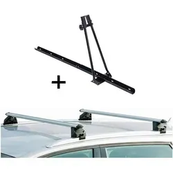 Fahrradträger ORION + Relingträger CRV120A für Hyundai Getz Cross 06-11 - Gepäckträger-Set für Hyundai Getz Cross 06-11, bedienerfreundlicher Fahrradträger für alle Fahrräder bis 55 mm Reifendicke, inklusive Dachträger und Montageanleitung.