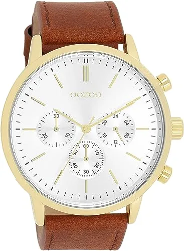 OOZOO Quarzuhr Herrenuhr mit Lederarmband im Chrono-Look - Digitaluhr mit stilvollem Chrono-Look, robustem Lederarmband und präzisem Quarzwerk – perfekt für modebewusste Männer.