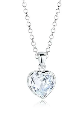 Elli Kette mit Anhänger Herz Zirkonia Weiß 925 Sterling Silber