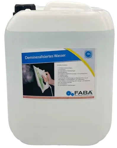 FABA Demineralisiertes Wasser, Destilliertes Wasser, Laborwasser 10 Liter