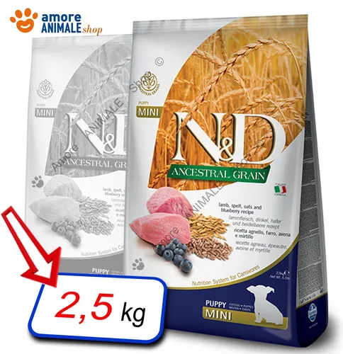 Farmina Hund n & D Vorfahren Puppy Mini → Lamm Und Heidelbeere - 2,5 KG Futter