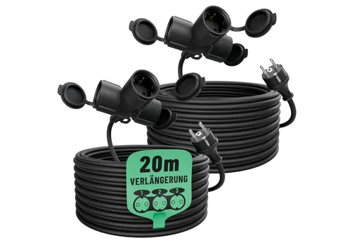 greate. 2x 3fach Verlängerungskabel 20m- wasserdicht IP44 3500 W Verlängerungskabel