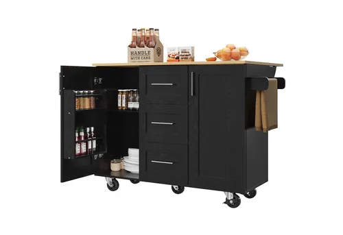 Odikalo Kücheninsel Servierwagen Schwarz Weiß