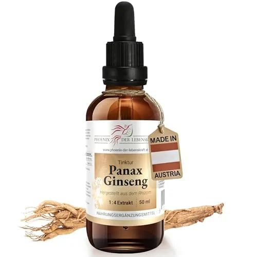 Ginseng Tinktur 50ml | Panax ginseng Tropfen (1:4 Extrakt) | Top Premium Qualität aus Österreich | Veganes Nahrungsergänzungsmittel ohne Zusatzstoffe | Asiatischer Ginseng, Koreanischer Ginseng