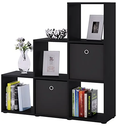 VCM Holzregal Nitas | Platzsparendes Regal für Wohnzimmer - Schlafzimmermöbel mit elegantem Design und 6 stabilen Regalböden für optimale Aufbewahrung von Büchern, CDs und DVDs.