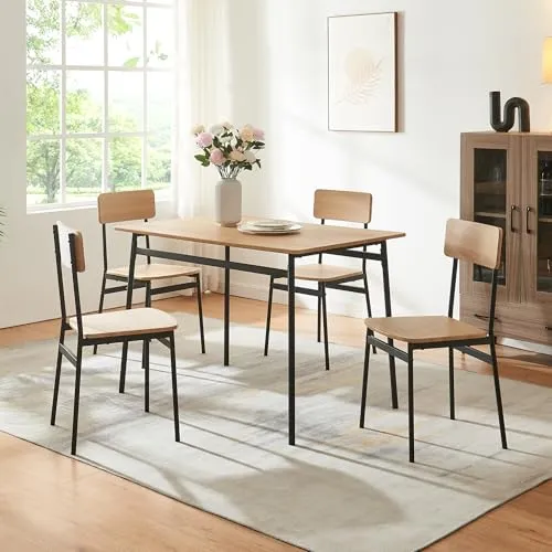 [en.casa] Essgruppe Pollenev mit 4 Stühlen – Küchentisch 110 x 70 cm