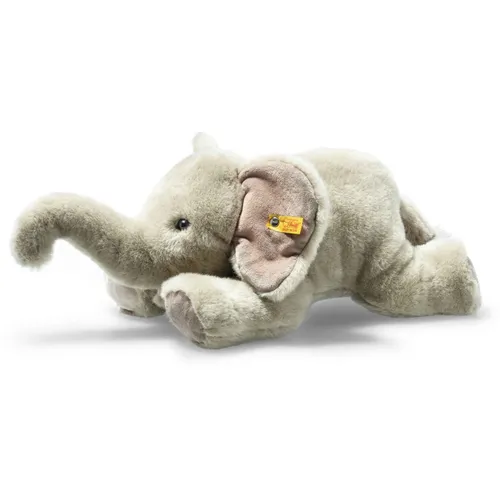 Steiff Trampili Elefant 42 grau liegend - Weicher Plüsch-Elefant, ideal zum Kuscheln und Spielen für Kinder, fördert die Fantasie und das emotionale Wohlbefinden.