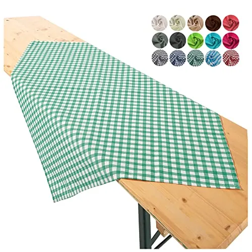 heimtexland ® Tischdecke Mitteldecke Biertisch Garten Tischdeko Landhaus Polycotton Typ861 Vichy Karo Grün 90x90 cm