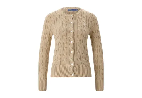 Polo Ralph Lauren Strickjacke braun M Damen - Klassische Strickjacke für Damen in Hellbraun, aus 100% Baumwolle. Ideal für lässige Outfits, mit rundem Halsausschnitt und langem Arm. Perfekt für den Alltag.