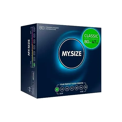 MY.SIZE Classic Kondome Größe 1 I 47 mm breit I 80 Stück Mega-Verpackung I extra dünn I Extra weiche I 0,07 mm dünne Wand