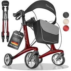 Carbon Rollator faltbar und leicht mit Sitz - Ultraleichter 5,1 kg Rollator aus Carbon, perfekt für Senioren. 9-fach höhenverstellbar, mit Einkaufstasche und Schirmhalter. Ideal für Stadt, Freizeit und Reisen. Robust und wendig für müheloses Manövrieren.