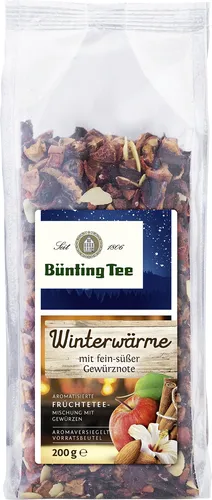 Bünting Tee Winterwärme – loser Früchtetee - Aromatisierte Früchtetee-Mischung mit Gewürzen, perfekt für kalte Wintertage. Genießen Sie den wärmenden Geschmack und die wohltuende Wirkung!