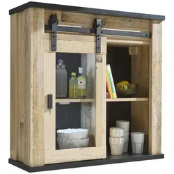 Furn.Design Wandhängeschrank Stove - Hängeschrank in Used Wood mit Schwebetür, bietet 4 Fächer und 2 variable Einlegeböden für optimale Stauraumgestaltung.