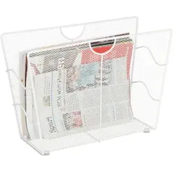 Relaxdays Zeitungsständer Metall weiß Weiß