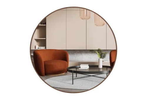 nielsen HOME Wandspiegel Jaron, 60 cm rund, Aluminium, Nussbaum - Dekorative Wandspiegel mit langlebigem Aluminiumrahmen, korrosionsfrei und verzerrungsfrei. Der moderne, schmale Rahmen in Alu- und Holzoptik setzt stilvolle Akzente in Ihrem Zuhause.