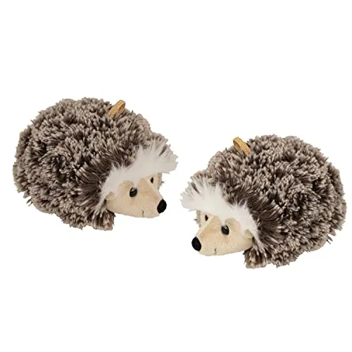 Geschenkestadl 2 Stück Igel Kuscheltier zum Hängen 17 cm Plüschtier Braun Stofftier