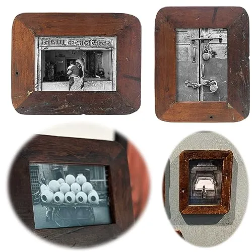 LS-LebenStil Vintage Wand Bilderrahmen Dehli - Fundholz Recycelt - Rustikal Braun - 10x15cm - Retro Fotorahmen Leerrahmen für Leinwand Bilder Passepartouts zum Aufhängen Collage Photo Frames