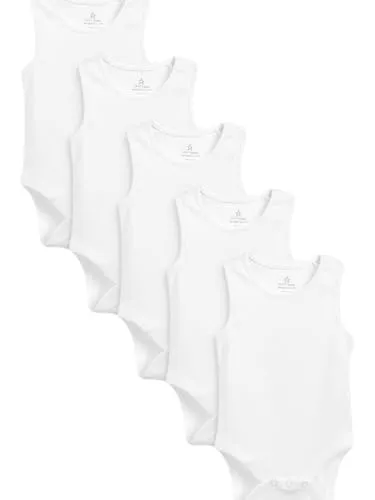 Produktbild NEXT Baby Bodys aus Baumwolle mit Trägern, 5er-Pack Weiß 56