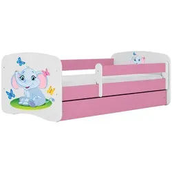 Raumhirsch Furniture Kinderbett, Rosa, 90x180 cm - Robustes Kinderbett mit abnehmbarer Schutzschiene und geräumiger Schublade für Ordnung im Kinderzimmer. Ideal für sicheren Schlaf und modernes Design.