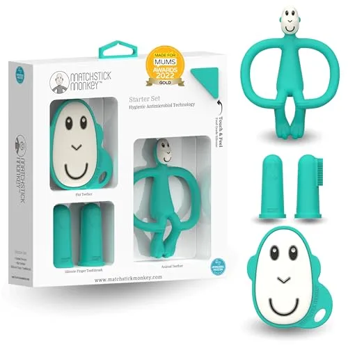Matchstick Monkey Beißring Starter Set 3 teilig in grün von Matchstick Monkey