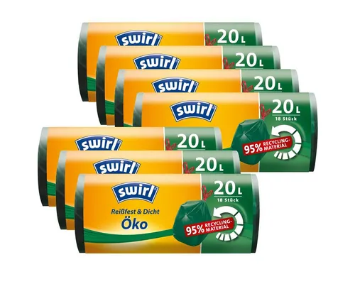 Swirl Müllbeutel 7x Swirl Öko Müllbeutel 20L (18 stk./ Rolle) mit Zugband