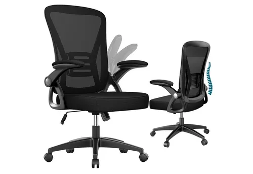 Gywowken Bürostuhl mit Atmungsaktiver Netzbespannung und Klapparmen - Moderner Bürostuhl mit höhenverstellbarer Sitzfläche und klappbaren Armlehnen für maximalen Komfort. Ideal für verschiedene Bodenbeläge und einfach selbst zusammenzubauen.