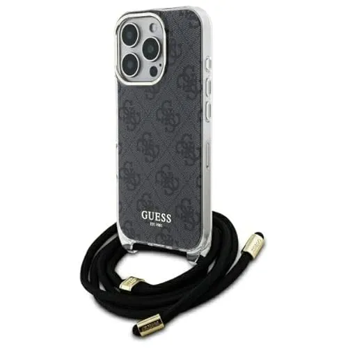 Guess GUHCP16LHC4SEK iPhone 16 Pro Hardcase - Stylische Crossbody-Hülle für das iPhone 16 Pro, bietet optimalen Schutz und praktischen Tragekomfort mit 4G Print Design.
