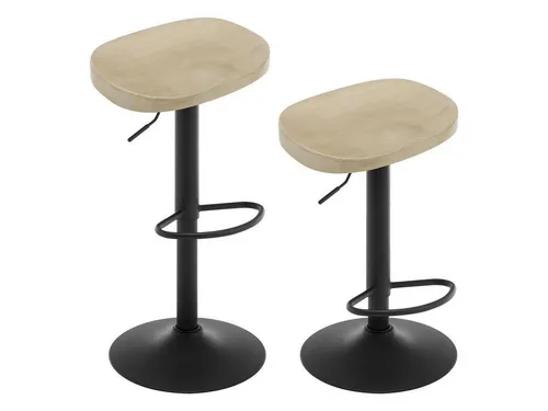 Woltu Barhocker (2 St) drehbar mit Sattelsitz und Fußstütze in beige von WOLTU