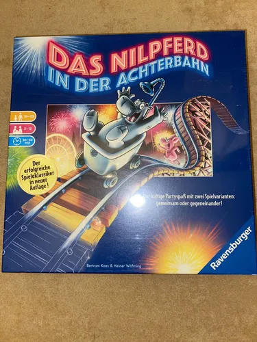 Ravensburger 26772 - Nilpferd in der Achterbahn, kreatives Gesellschaftsspiel für 3-12 Spieler, ideal für unterhaltsame Spielabende mit der ganzen Familie