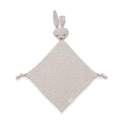 hauck Cuddle N Play, Hase Beige Dots - Musselin Schnuffeltuch & Trösterchen für Neugeborene 25 x 25 cm für Neugeborene mit Tiermotiv, Kuscheltier & Einschlafhilfe, Waschbar bei 60° C