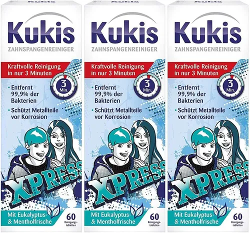 Produktbild Kukident Kukis Zahnspangen Reiniger Tabs für lose Zahnspangen 3 x 60 Tabletten