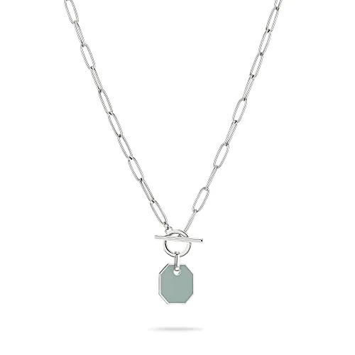 LIEBESKIND Halskette LJ-1300-N-45 Silber-Türkis - Ketten für Damen, elegante Edelstahlkette mit T-Bar-Verschluss, perfektes Geschenk für jeden Anlass und ideal kombinierbar mit anderem Schmuck.
