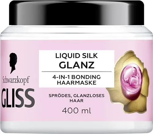 Gliss Liquid Silk 4-in-1 Bonding Haarmaske für strapaziertes Haar, 400 ml | Haarkur mit HAPTIQ System & Seide für geschmeidiges Haar voller Glanz, Gliss Kur gegen sprödes, glanzloses Haar