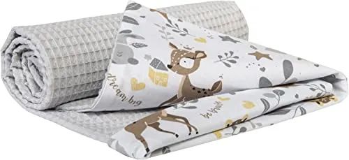 Medi Partners Babydecke Baby Decke Neugeborenen - Kuscheldecke Geschenk Babydecken 75x100cm für Kleinkinder Mädchen Krabbeldecke Kinderbett Kinderwagen 100% Baumwolle (REH mit Grauer Waffel)