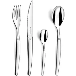 Lou Laguiole 16-tlg. Besteckset JET - Hochwertiges Besteckset aus Edelstahl 18/0 mit elegantem Design und stilisierter Biene am Griff. Ideal für besondere Anlässe und den täglichen Gebrauch.