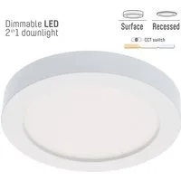 CCT dimmbarer Einbaustrahler Weiß Ø 22 cm - LED-Einbaustrahler mit ultraflachem Design, dimmbar und in Farbtemperaturen von warm- bis kaltweiß einstellbar. Ideal für alle Wohnräume, auch für Feuchträume geeignet.