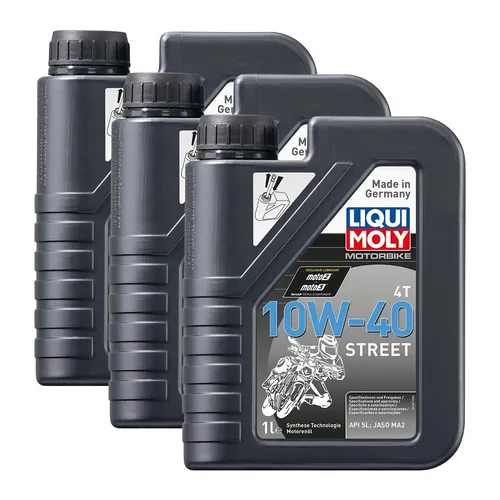 3x LIQUI MOLY 1521 Motorbike 4T Racing Engine Oil Motorenöl 10W-40 1L