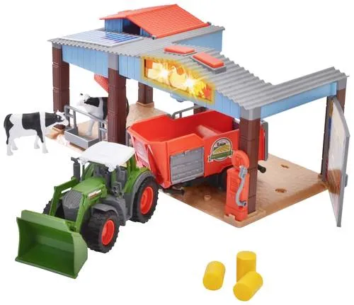 Dickie Toys Bauernhof Spielset Farm Station - mehrfarbig, mit Fendt-Schaufeltraktor, Licht- und Sound-Effekten für authentischen Spielspaß ab 3 Jahren