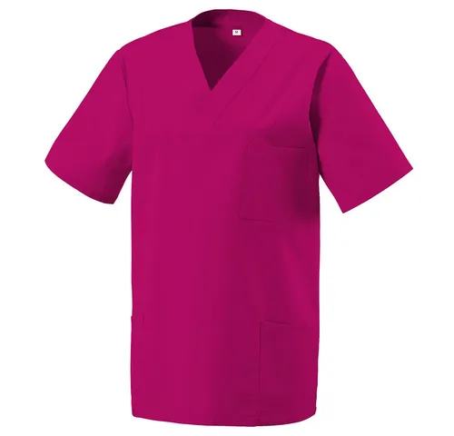EXNER Unisex Kasack in Berry, Größe L für Pflegeberufe - Vielseitiger OP-Kasack mit 3 praktischen Taschen, aus atmungsaktiver Baumwollmischung für hohen Tragekomfort. Ideal für Pflege, Kliniken oder Wellnessbereiche.