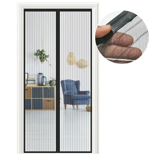 Meet Beauty Fliegengitter Balkontür 80x210cm | Magnet Fliegengitter Tür Ohne Bohren | Schwarzes Insektenschutzgitter für Tür & Balkon, Schützt vor Fliegen, Mücken & Insekten