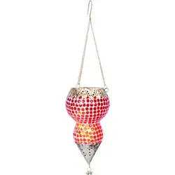 Hängewindlicht Ajmia Rot 20cm - Orientalisches Mosaik Windlicht Glas