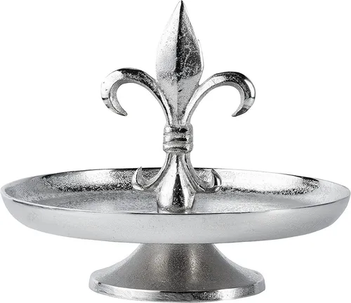 MichaelNoll Dekoetagere Etagere Lilie Servierplatte Aluminium Silber Deko Luxus - 30 cm