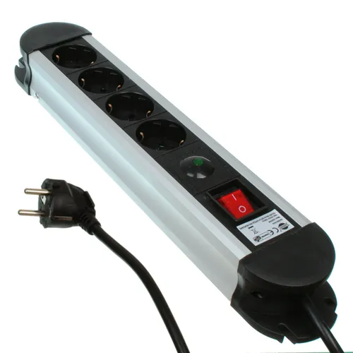 Steckdosenleiste 4 / 6 fach  Aluminium Stromleiste schaltbar Mehrfachstecker