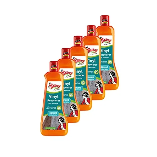 Poliboy Vinyl Renovierer - 5x500 ml für strapazierte Böden - Bodenreiniger zur Auffrischung von Vinylböden, überdeckt kleine Kratzer und sorgt für eine schützende Schicht. Ideal für Küchenböden und sichere Anwendung ohne Lösungsmittel.