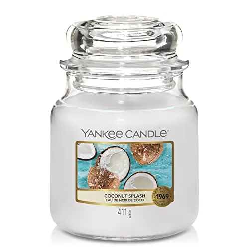 Yankee Candle Duftkerze im Glas | Coconut Splash - Erfrischender tropischer Duft - Kerzen im Glas mit bis zu 75 Stunden Brenndauer, aus Premiumwachs für ein langanhaltendes Dufterlebnis. Klassisches Glas mit Deckel sorgt für Duftbewahrung.